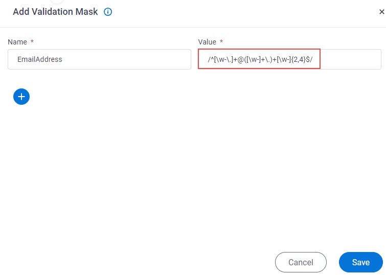 Create Validation Mask Enter Value