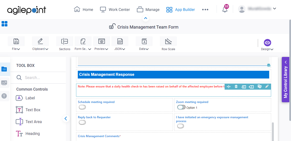 Crisis Management Team eForm