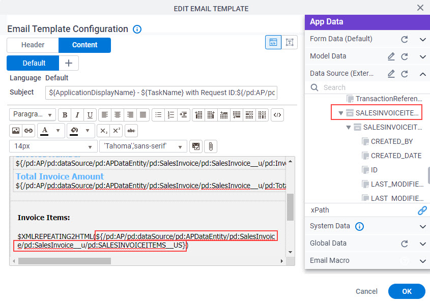 Data Source External screen