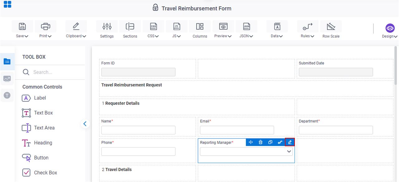 Edit User List form control