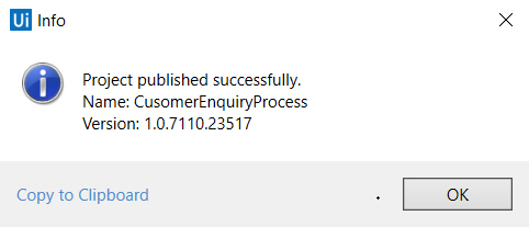 Process Publish Message screen