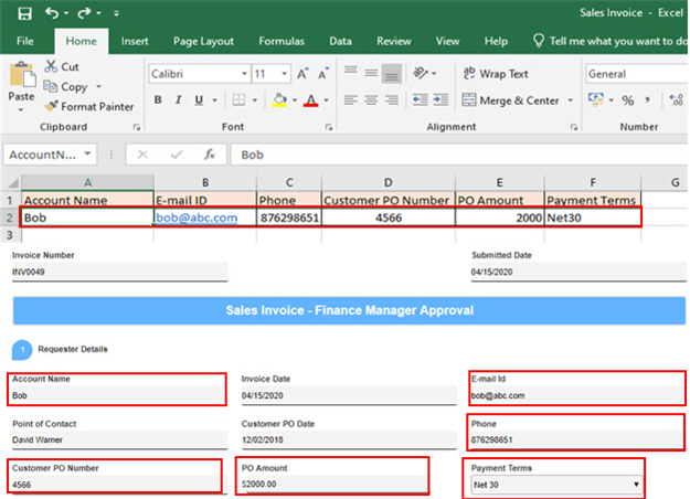 Sales Invoive Finance Manager Approval eForm