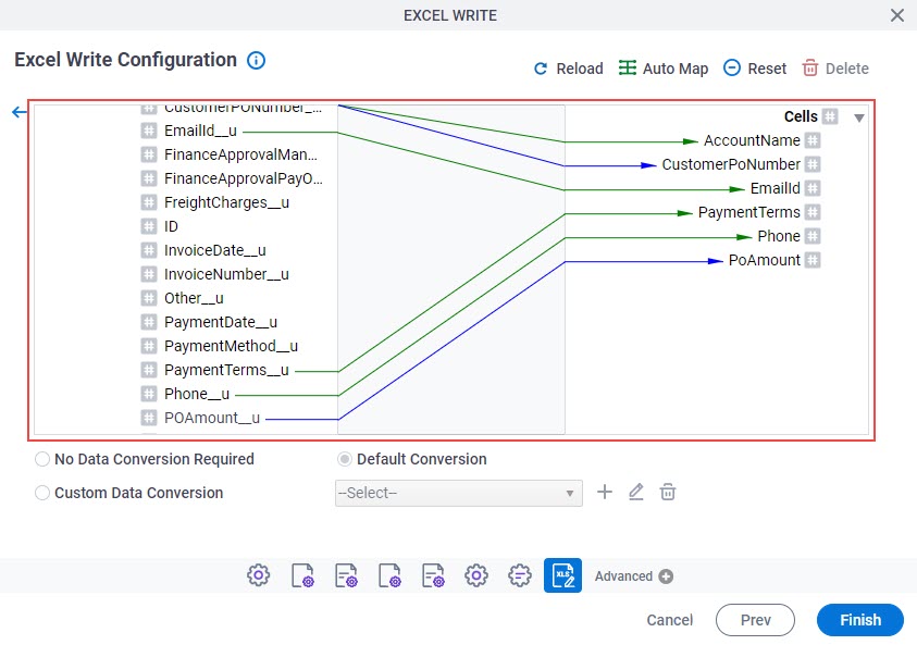 Schema Mapper screen