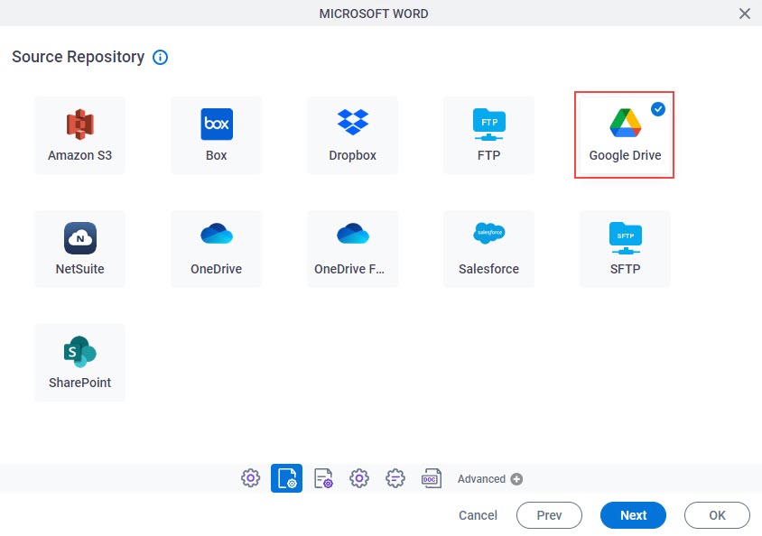 Source Repository screen