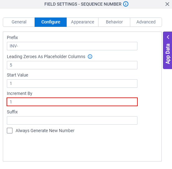 Configure tab