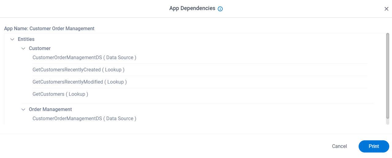 App Dependencies screen