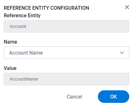 Reference Entity Configuration screen