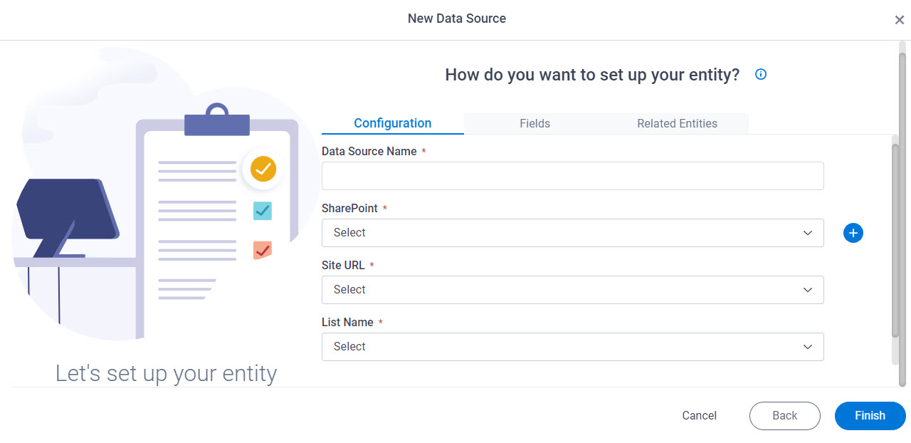 How do you want to set up your entity screen