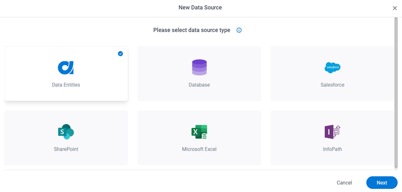 New Data Source screen