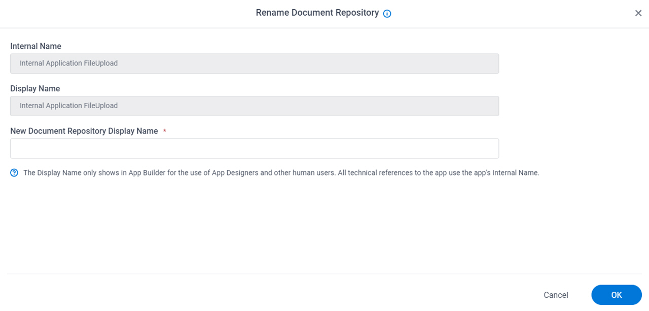 Rename Document Repository screen