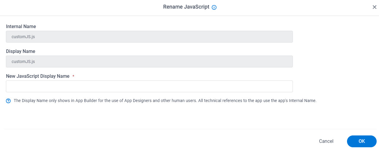 Rename JavaScript screen
