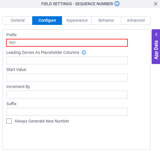 Configure tab