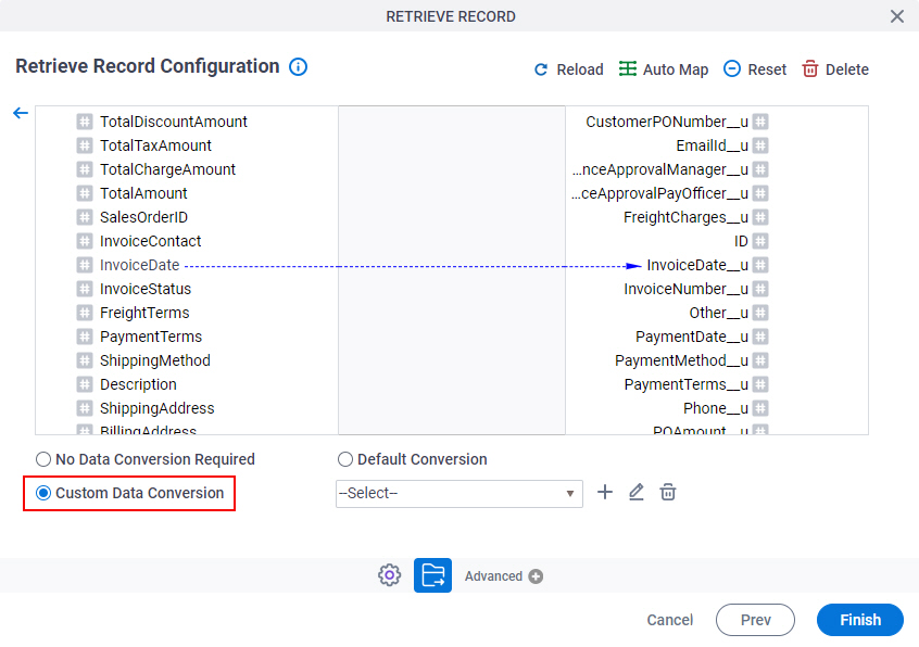 Schema Mapper Select Custom Data Conversion