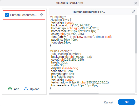 Shared Form CSS screen