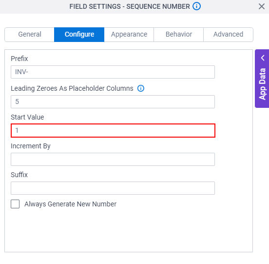 Configure tab