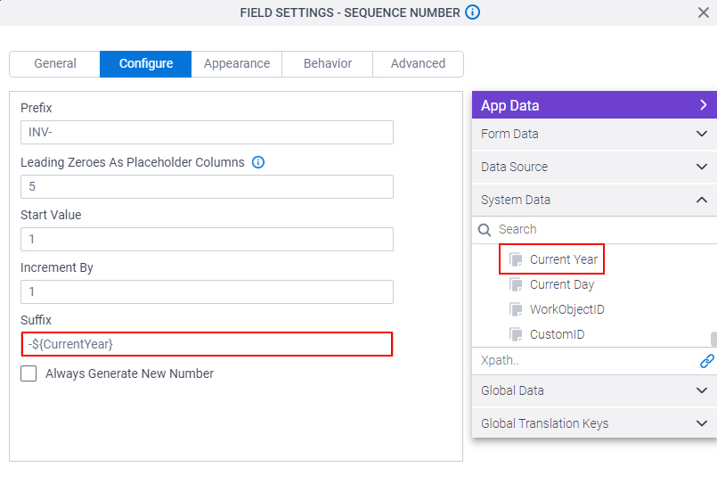 Configure tab