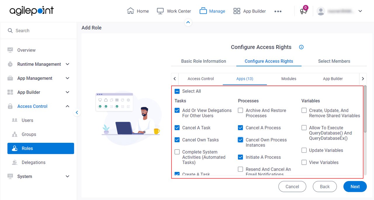 Select Apps Access Rights