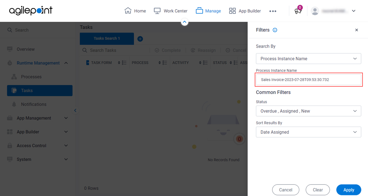 Enter Process Instance Name