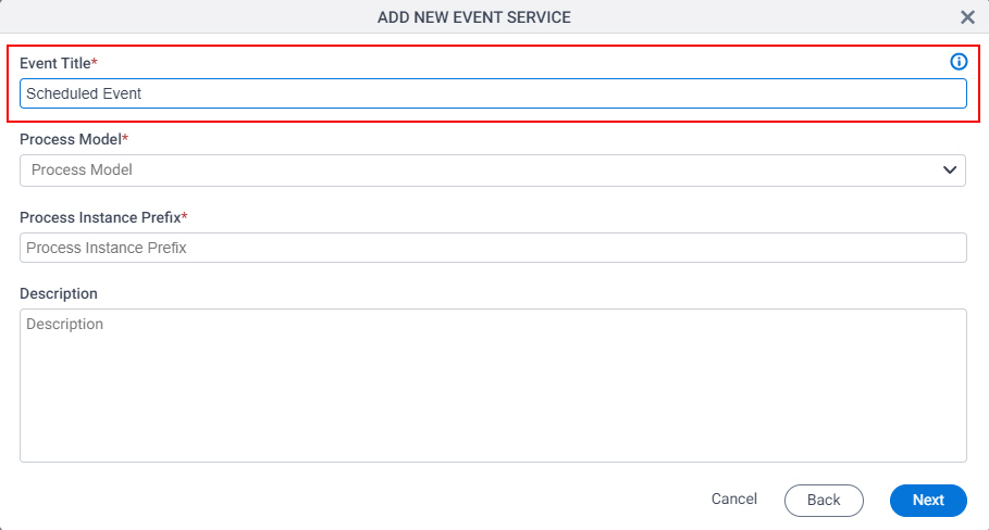 Scheduled Service Event Title field