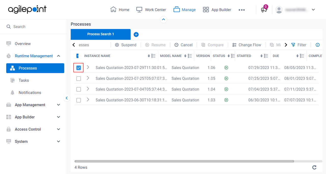 Select Process Instance