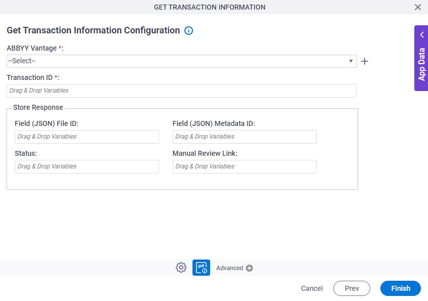 Get Transaction Information Configuration screen