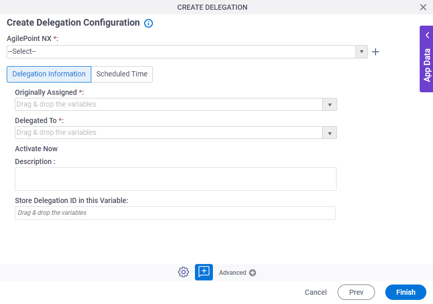 Create Delegation Configuration Delegation Information tab