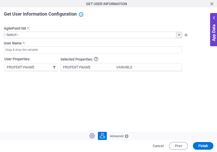 Get User Information Configuration screen