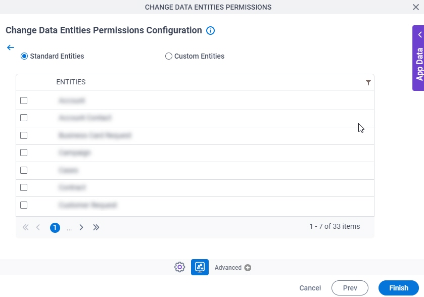 Change Data Entities Permissions Configuration Configure Entities