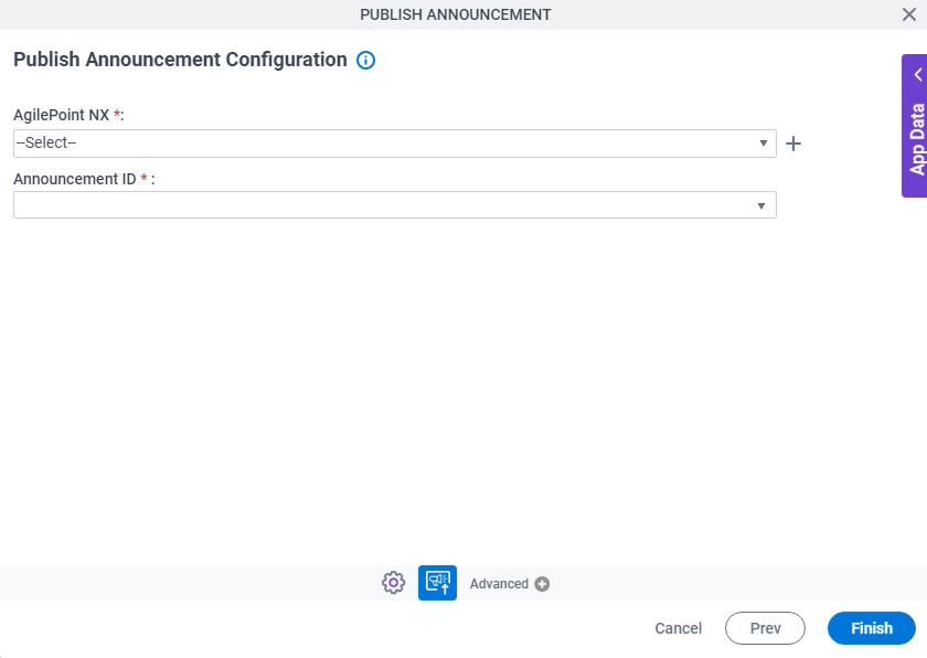 Publish Announcement Configuration screen