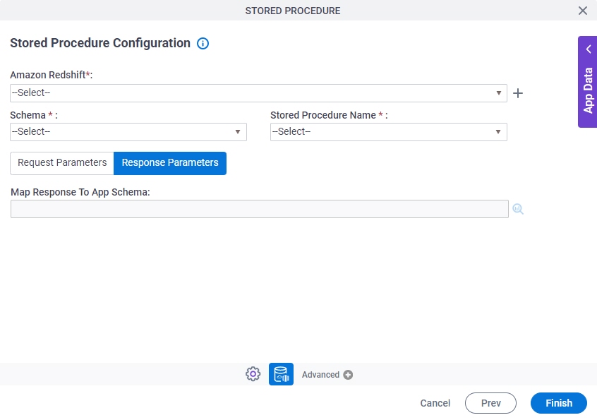 Stored Procedure Configuration Response Parameters tab