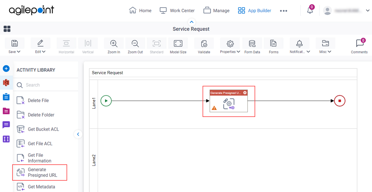 Drag Generate Presigned URL activity