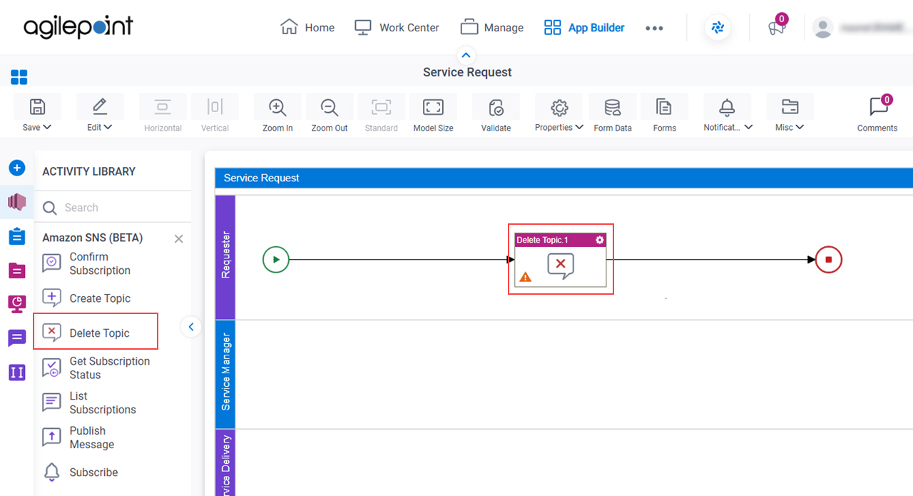 Drag Delete Topic activity