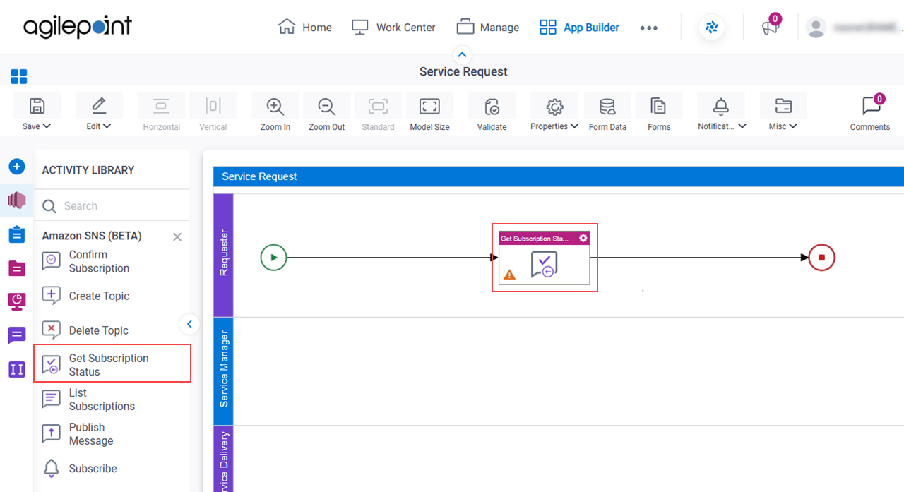 Drag Get Subscription Status activity