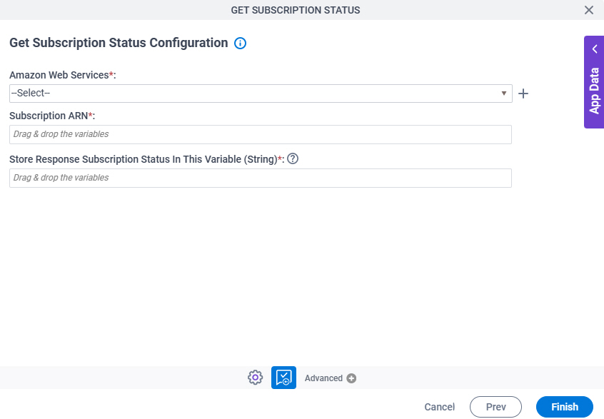 Get Subscription Status Configuration screen