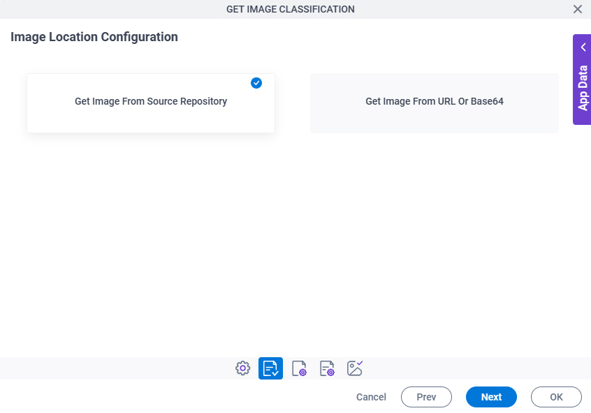 Image Selection Configuration screen