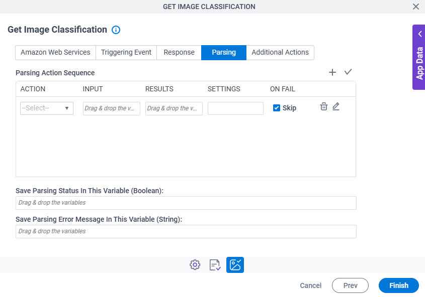 Get Image Classification Parsing tab