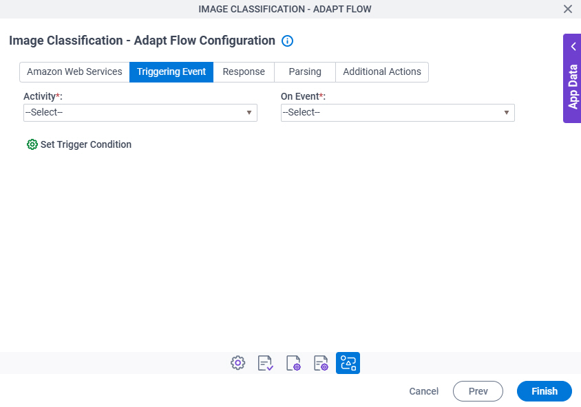 Image Classification Adapt Flow Configuration Triggering Event tab