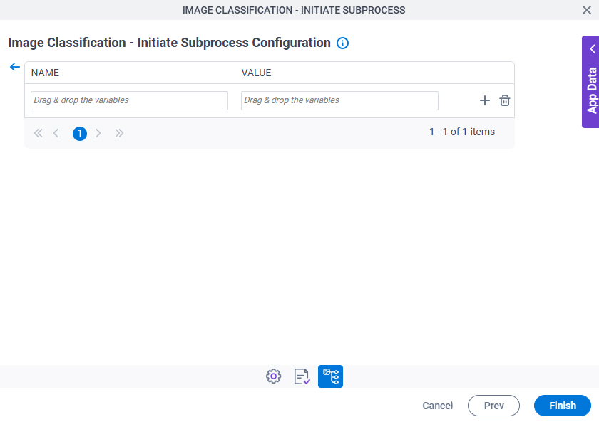 Image Classification - Initiate Subprocess Configuration > Additional Actions tab > Initial Attributes screen
