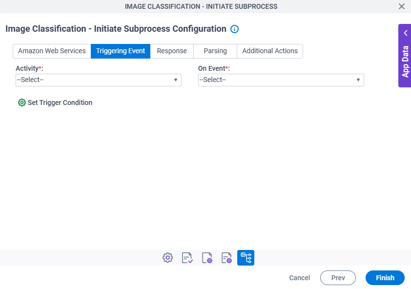 Image Classification - Initiate Subprocess Configuration Triggering Event tab