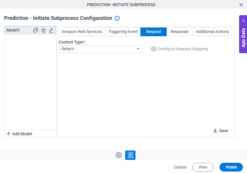 Prediction Initiate Subprocess Configuration Request tab