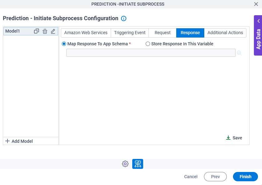 Prediction Initiate Subprocess Configuration Response tab