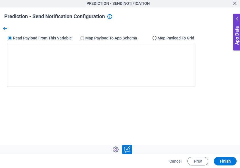 Prediction Send Notification Configuration Request tab Configure Request Mapping screen