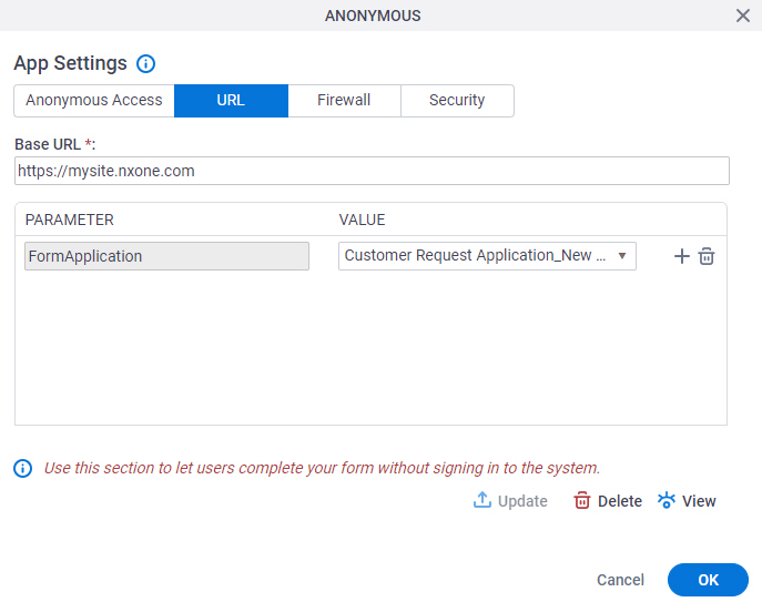 Anonymous Application Settings