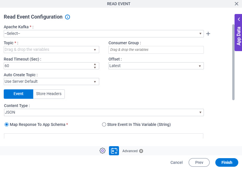 Read Event Configuration Event tab