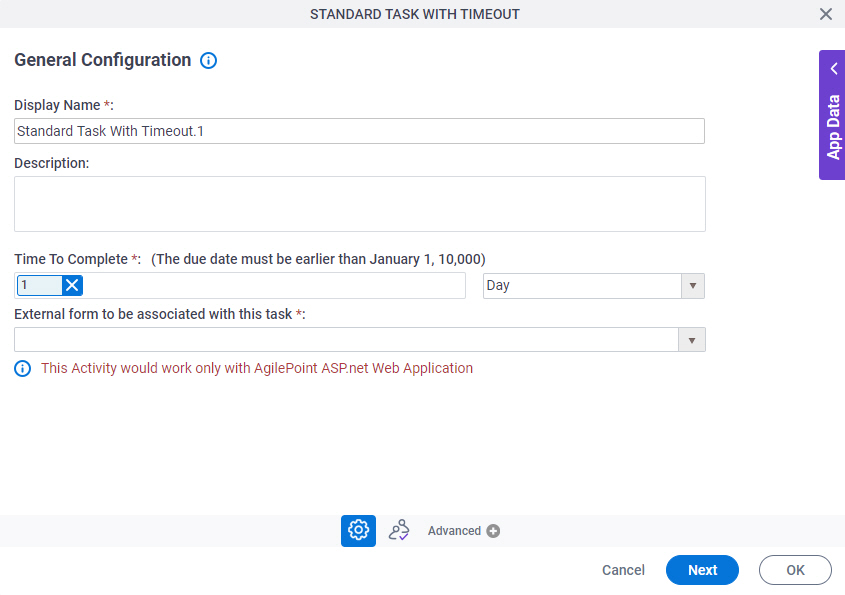 General Configuration screen