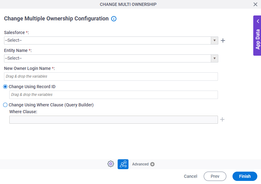 Change Multiple Ownership Configuration screen