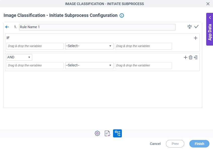 Image Classification - Initiate Subprocess Configuration Triggering Event Condition Builder screen