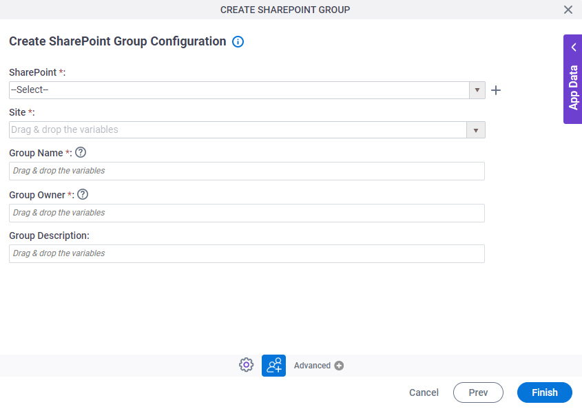 Create SharePoint Group Configuration screen