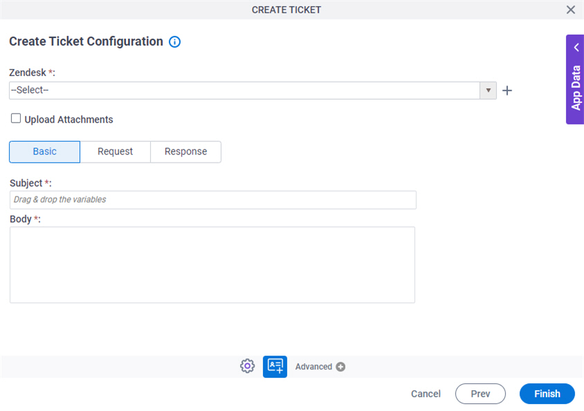 Create Ticket Configuration Basic tab