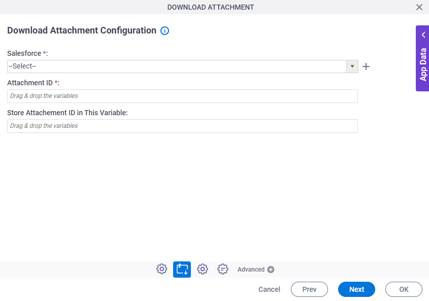 Download Attachment Configuration screen